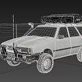 White Off Road Car With Roof Rack Luggage Bags Black Front Guard Off Road Tires