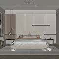 Elegant Modern Bedroom Interior With Large Bed Nightstands Hanging Lamps And Area Rug