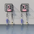 Hinged Door With Black Wire Mesh Racks Pink Flamingo Decor And Hanging Ornaments