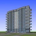 High rise Residential Building Modern Exterior Design With Balconies And Blue Sky Green Lawn Background
