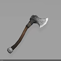Isolated Axe With Silver Head Brown Handle And Textured Surface On Light Blue Background 3d model