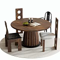 Modern Dining Table and Chair Combination Round Dining Table Dining Chair Single Chair 3d model