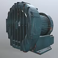 Heavy Duty Industrial Electric Motor With Dark Green Metal Housing And Cooling Fins