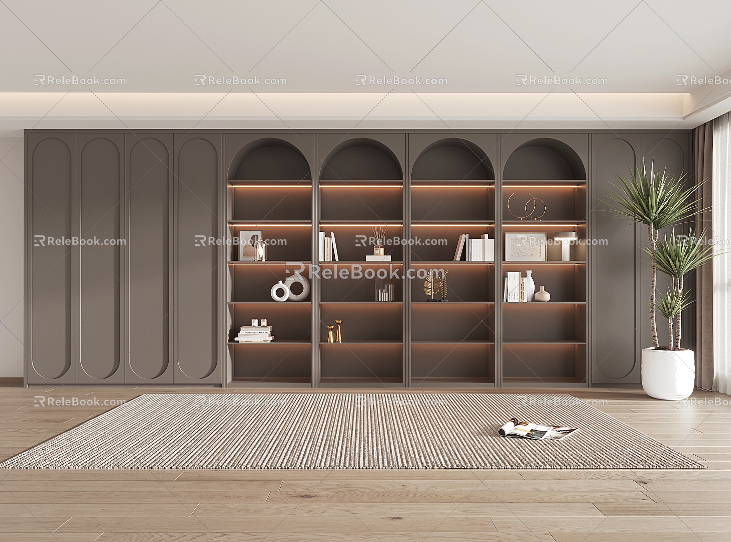 French Home Bookcase Display Cabinet 3d model