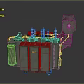 Heavy Duty Industrial Power Transformer With Coils Cooling Fins And Control Panel