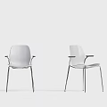 White Leisure Chairs With Metal Legs Armrests And Modern Simple Design