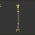 Classical Street Lamp With Decorative Pole And Glass Lantern Shade