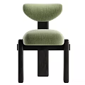 Stylish Modern Green Upholstered Dining Chair With Black Wooden Legs