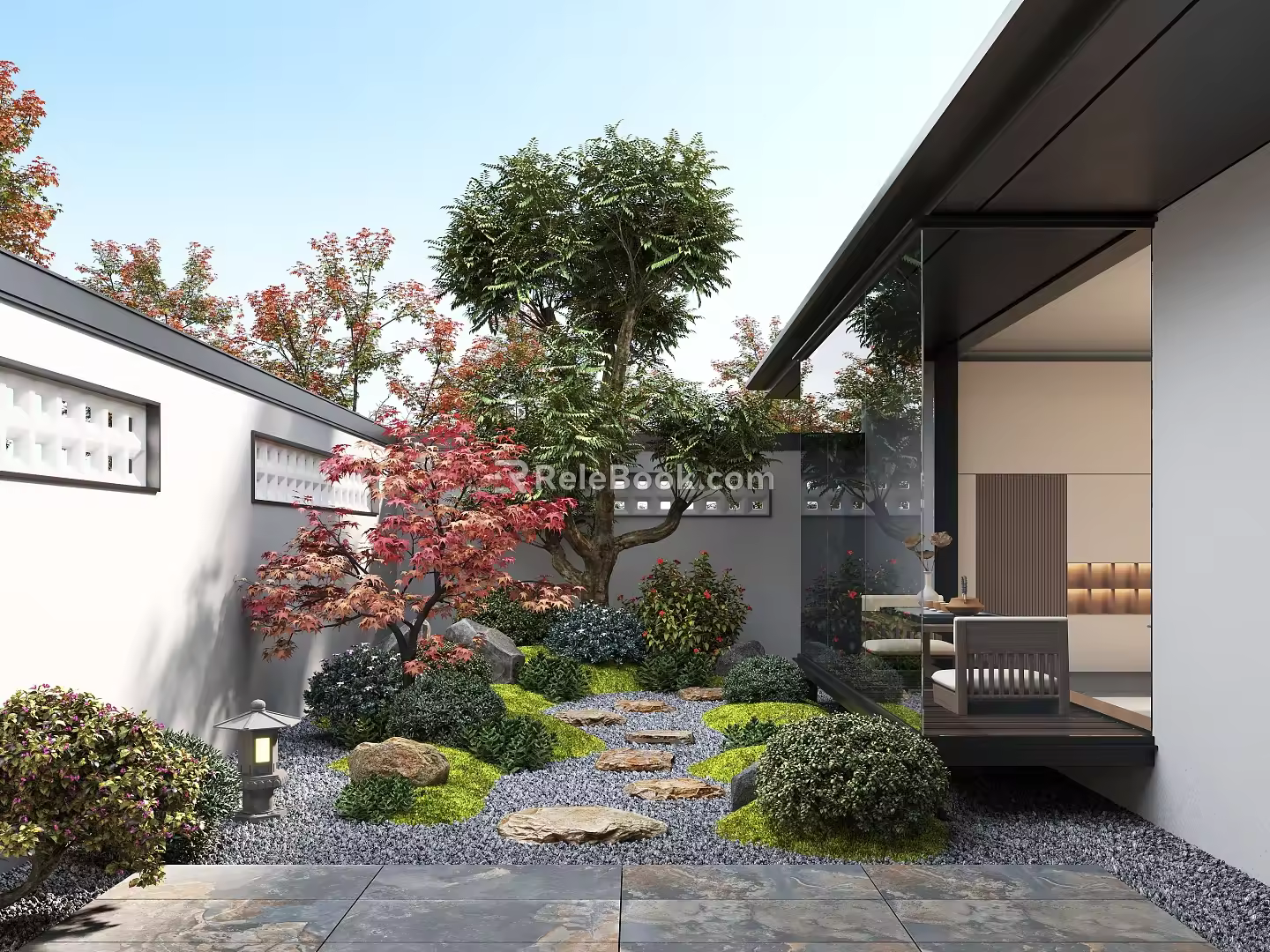 Modern courtyard landscape 3d model
