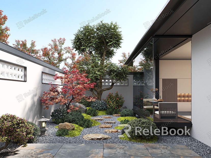 Modern courtyard courtyard landscape model