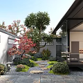 Modern courtyard landscape 3d model