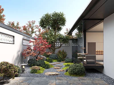 Modern courtyard landscape 3d model