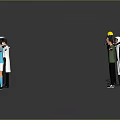 Game And Movie Characters With Various Poses And Colored Outfits On Grey Reflective Floor