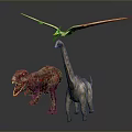Realistic 3D Render Of T Rex Sauropod And Pterosaur Dinosaurs With Detailed Features