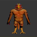 Muscular Anthropomorphic Rooster Creature With Vibrant Crest Colorful Feathers And Yellow Claws