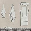 Soft Textured Bath Towels Hanging On Wall And Rack In Modern Bathroom