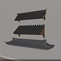 Traditional Chinese Doorway Facades with Tile Roofs Wooden Frames and Three Different Eave Designs