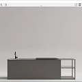 Modern Kitchen Interior Featuring Sleek Cabinets Countertop Sink And Open Shelves