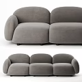 Modern Gray Three Seater Sofa With Rounded Fabric Arms And Back Design 3d model