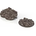 Dark Brown Chocolate Chunks Food Two Pieces Displayed on White Background 3d model