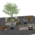 Office lobby public area landscape seat multi-person sofa combination 3d model