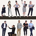 Group of People in Casual Formal and Sporty Outfits with Different Poses Standing and Sitting