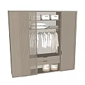 Modern Wardrobe Interior Design With Hanging Clothes Folded Linens And Storage Drawers
