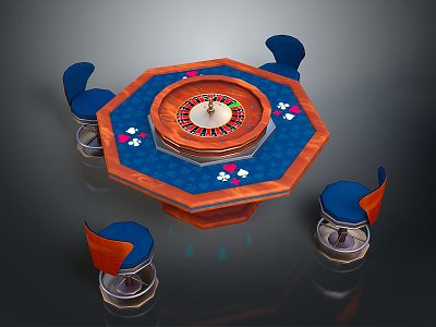 Roulette table gambling table gambling equipment items 3d model