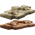 Modular Sectional Sofa Light Green and Brown Upholstered with Soft Cushions Versatile Design