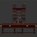 Billiard Table Setup With Blue Felt Surface Wooden Frame And Hanging Cue Rack