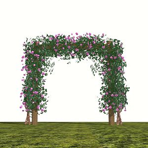 Landscape sketch of modern arch flower stand 3d model