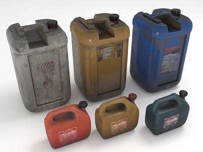 Collection of Various Colored Fuel Containers in Different Sizes 3d model