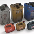 Collection of Various Colored Fuel Containers in Different Sizes 3d model