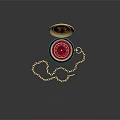 Open Gold Rimmed Pocket Watch With Red Interior Photo And Chain