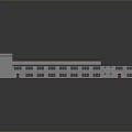Industrial Building 3D Model With Sloped Roof Square Towers And White Walls