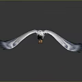 White and Blue Feathered Eagle Flying with Spread Wings Against Gray Background 3d model