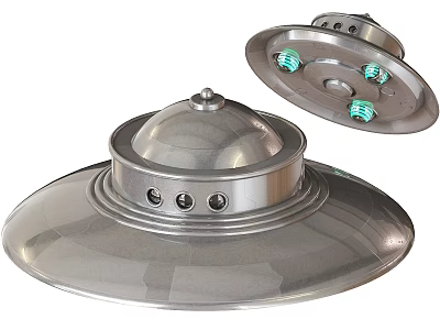 Silver Metal Device Cover With Dome Top Base Holes And Green Indicators 3d model