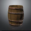 Classic Vintage Wooden Barrel With Striped Texture And Red Metal Hoops