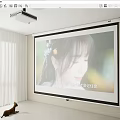 Modern projection curtain projection curtain projector 3d model