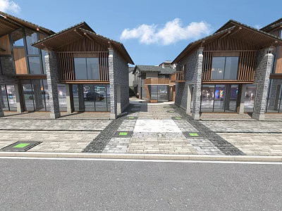 Traditional Ancient Architecture Featuring Symmetrical Sloped Roofs Wooden Structures And Stone Pavement 3d model