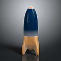 Blue And Wooden Rocket Weapon Model With Three Legged Base Design 3d model