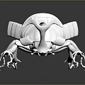 Shiny Silver Beetle Model With Large Horns And Legs On Black Reflective Surface