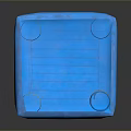 Inflatable Single Chair With Blue Square Top Circular Hole Yellow Pillars And Red Supports