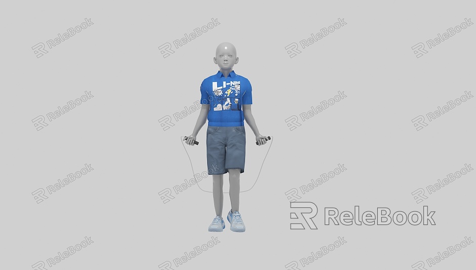 Characters Children Little Boy Jump Rope model