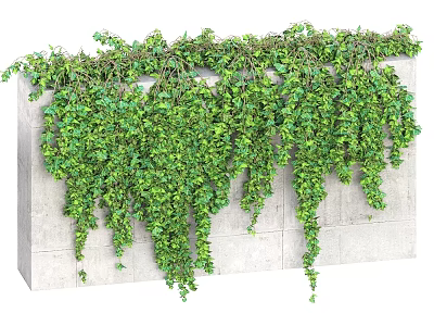 Green Hanging Vines With Lush Leaves Decorating Stone Wall Surface 3d model