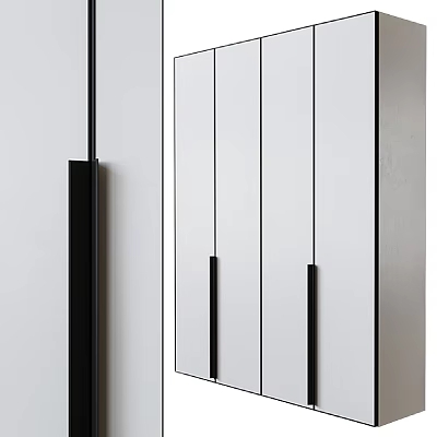 Modern White Wardrobe Design With Sleek Black Lines And Minimalist Styling 3d model