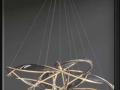 Modern Contemporary Chandelier With Curved Metal Frame And LED Lighting Design 3d model