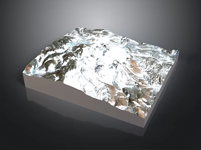 Square Metallic Mountain Model With White Base And Textured Surface 3d model
