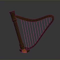 Golden Harp With Strings And Stable Base For Musical Performance 3d model