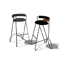 Modern Bar Stools With Metal Frame Backrest And Black Seat Cushion Design